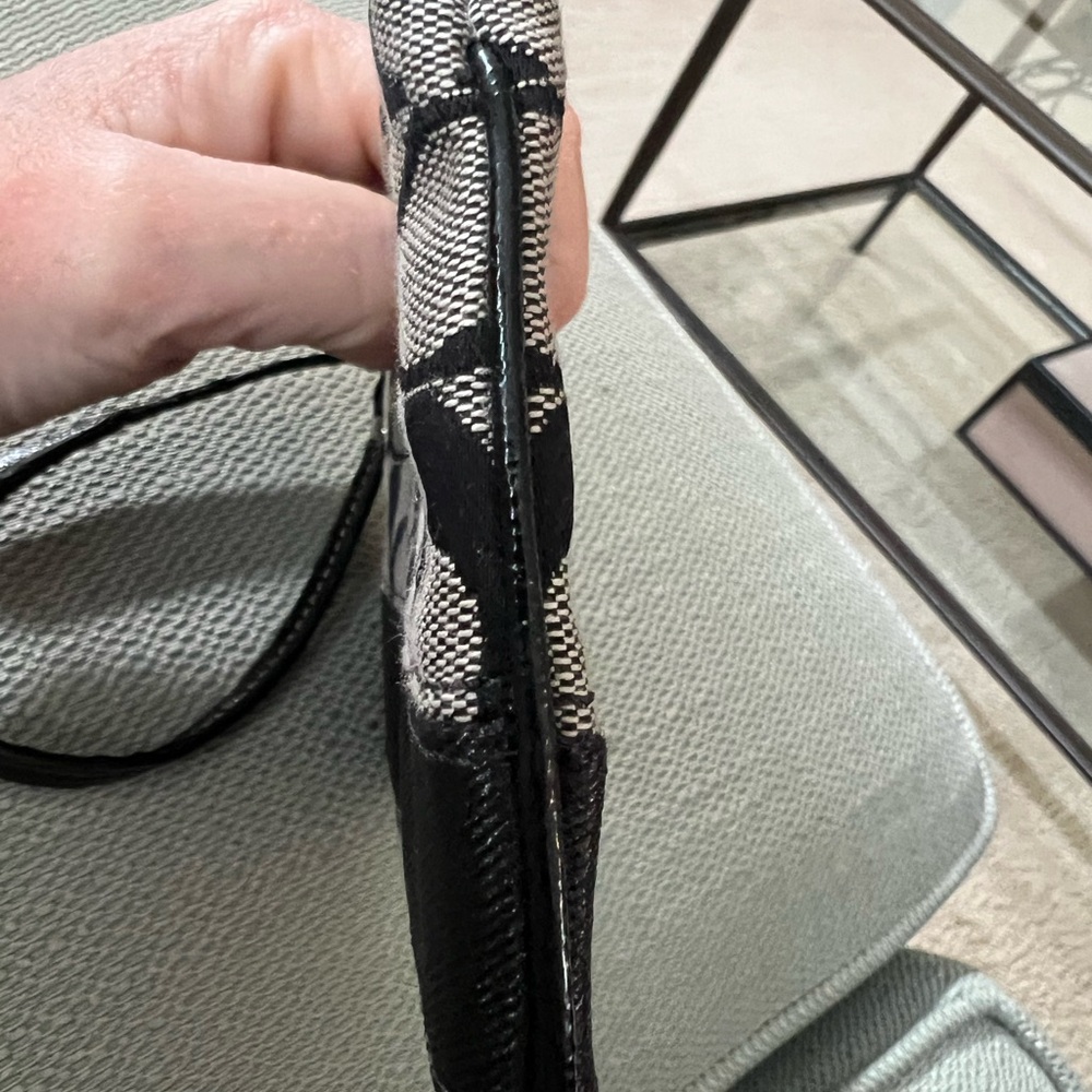Coach Signature Stripe Wristlet in Black and Gray - Picture 8 of 12